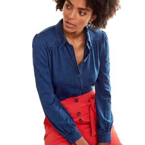 Boden Knit Jersey Petite Long Sleeve Blouse Navy Size 6P